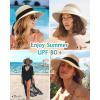 imageFURTALK Womens Beach Sun Straw Hat UV UPF 80 Travel Foldable Brim Summer UV HatPure Khaki