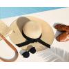 imageFURTALK Womens Beach Sun Straw Hat UV UPF 80 Travel Foldable Brim Summer UV HatPure Khakibeige