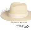 imageFURTALK Womens Mens Wide Brim Straw Panama Hat Fedora Summer Beach Sun Hats UPF Straw Hat for WomenBeigewhite
