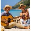 imageFURTALK Womens Mens Wide Brim Straw Panama Hat Fedora Summer Beach Sun Hats UPF Straw Hat for WomenKhakiBrown