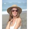 imageFURTALK Womens Mens Wide Brim Straw Panama Hat Fedora Summer Beach Sun Hats UPF Straw Hat for WomenKhakibeige