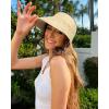 imageFURTALK Womens Straw Sun Visor Hats Wide Brim UV Protection Summer Beach Hat Roll Up Ponytail Travel Sun HatKhaki