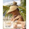 imageFURTALK Womens Straw Sun Visor Hats Wide Brim UV Protection Summer Beach Hat Roll Up Ponytail Travel Sun HatKhaki