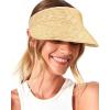 imageFURTALK Womens Straw Sun Visor Hats Wide Brim UV Protection Summer Beach Hat Roll Up Ponytail Travel Sun HatKhaki