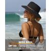 imageFURTALK Womens Summer Straw Sun Hats Wide Brim Panama Fedora Beach Hat with Wind Lanyard UPF 80Black