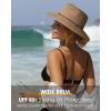 imageFURTALK Womens Summer Straw Sun Hats Wide Brim Panama Fedora Beach Hat with Wind Lanyard UPF 80Coffee Brown