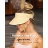 imageFURTALK Womens Sun Visor Hat Straw Sun Visors for Women Summer Packable Ponytail Beach Hats for Women Travel UPF 80Brown