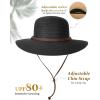 imageFURTALK Womens Wide Brim Sun Hat with Wind Lanyard UPF Summer Straw Sun Hats for WomenBlack