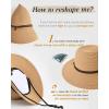 imageFURTALK Womens Wide Brim Sun Hat with Wind Lanyard UPF Summer Straw Sun Hats for WomenKhaki
