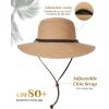 imageFURTALK Womens Wide Brim Sun Hat with Wind Lanyard UPF Summer Straw Sun Hats for WomenKhaki