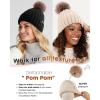 imageFURTALK Womens Winter Beanie Hat Satin Lined Faux Fur Pom Pom Beanies Hat for Women Winter Warm Knit HatsBeige