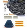 imageFURTALK Womens Winter Beanie Hat Satin Lined Faux Fur Pom Pom Beanies Hat for Women Winter Warm Knit HatsBlue