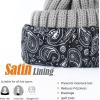 imageFURTALK Womens Winter Beanie Hat Satin Lined Faux Fur Pom Pom Beanies Hat for Women Winter Warm Knit HatsGrey