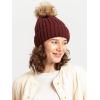 imageFURTALK Womens Winter Beanie Hat Satin Lined Faux Fur Pom Pom Beanies Hat for Women Winter Warm Knit HatsPort Wine
