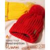 imageFURTALK Womens Winter Beanie Hat Satin Lined Faux Fur Pom Pom Beanies Hat for Women Winter Warm Knit HatsRed