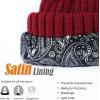 imageFURTALK Womens Winter Beanie Hat Satin Lined Faux Fur Pom Pom Beanies Hat for Women Winter Warm Knit HatsWine Red