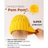 imageFURTALK Womens Winter Beanie Hat Satin Lined Faux Fur Pom Pom Beanies Hat for Women Winter Warm Knit HatsYellow