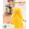 imageFURTALK Womens Winter Beanie Hat Satin Lined Faux Fur Pom Pom Beanies Hat for Women Winter Warm Knit HatsYellow