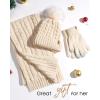 imageFURTALK Womens Winter Hat Gloves Scarf Set Fleece Knit Pom Beanie Warm Neck Warmer Touchscreen Gloves 3 in 1 Gift SetBeige
