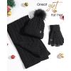 imageFURTALK Womens Winter Hat Gloves Scarf Set Fleece Knit Pom Beanie Warm Neck Warmer Touchscreen Gloves 3 in 1 Gift SetBlack