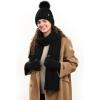 imageFURTALK Womens Winter Hat Gloves Scarf Set Fleece Knit Pom Beanie Warm Neck Warmer Touchscreen Gloves 3 in 1 Gift SetBlack