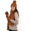 imageFURTALK Womens Winter Hat Gloves Scarf Set Fleece Knit Pom Beanie Warm Neck Warmer Touchscreen Gloves 3 in 1 Gift SetCaramel