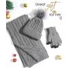 imageFURTALK Womens Winter Hat Gloves Scarf Set Fleece Knit Pom Beanie Warm Neck Warmer Touchscreen Gloves 3 in 1 Gift SetGrey