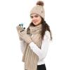 imageFURTALK Womens Winter Hat Gloves Scarf Set Fleece Knit Pom Beanie Warm Neck Warmer Touchscreen Gloves 3 in 1 Gift SetSmoke Grey