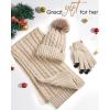 imageFURTALK Womens Winter Hat Gloves Scarf Set Fleece Knit Pom Beanie Warm Neck Warmer Touchscreen Gloves 3 in 1 Gift SetSmoke Grey
