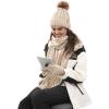 imageFURTALK Womens Winter Hat Gloves Scarf Set Fleece Knit Pom Beanie Warm Neck Warmer Touchscreen Gloves 3 in 1 Gift SetSmoke Grey