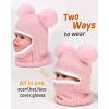 imageToddler Winter Hat Gloves Set Baby Girls Boys Winter Beanie Hats Fleece Lined Kids Earflaps Face Warmer Scarf SetPink