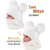 imageToddler Winter Hat Gloves Set Baby Girls Boys Winter Beanie Hats Fleece Lined Kids Earflaps Face Warmer Scarf SetWhite