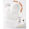 imageToddler Winter Hat Gloves Set Baby Girls Boys Winter Beanie Hats Fleece Lined Kids Earflaps Face Warmer Scarf SetWhite