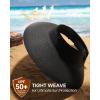 imageWomens Sun Visor Hats Wide Brim Straw Beach Hat UV Protection Ponytail Packable Beach Vacation EssentialsBlack