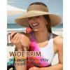 imageWomens Sun Visor Hats Wide Brim Straw Beach Hat UV Protection Ponytail Packable Beach Vacation EssentialsKhaki