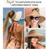 imageWomens Sun Visor Hats Wide Brim Straw Beach Hat UV Protection Ponytail Packable Beach Vacation EssentialsMix Beige
