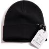 imageFURTALK 100 Merino Wool Beanie Hat for Men Women Warm Winter Hat Double Layer Knitted BeaniesBlack