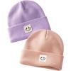 imageFURTALK Baby Beanie Cute Toddler Winter Hat Knit Boys Girls Warm 2 Pack Kids Embroidered Beanies Cap for 08 YearsPinkpurple