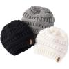 imageFURTALK Baby Beanie Winter Soft Warm Knit Hat 3 Pack Infant Toddler Slouchy CapsBlackwhitegrey