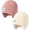 imageFURTALK Baby Beanie Winter Warm Hats Fleece Lined with Earflap Cute Knit Kids CapsBeigepink