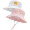 imageFURTALK Baby Sun Hat Smile Face Toddler Boys Girls Bucket Hat 05 Years Kids UPF 50 Sun Protection Summer HatsWhitepink