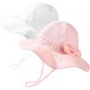 imageFURTALK Baby Sun Hat Toddler Girls Bucket Beach Hat Wide Brim UPF 50 Adjuatable Travel Beach EssentialsWhitepink