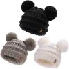 imageFURTALK Baby Winter Knitted Beanie Hat Soft Warm Lined Pom Pom for Infant Toddler Skull CapBlackwhitegrey