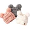imageFURTALK Baby Winter Knitted Beanie Hat Soft Warm Lined Pom Pom for Infant Toddler Skull CapPinkwhitegrey
