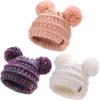 imageFURTALK Baby Winter Knitted Beanie Hat Soft Warm Lined Pom Pom for Infant Toddler Skull CapWhitepinkmulticolor