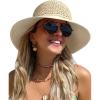 imageFURTALK Beach Hats for Women Summer Straw Sun Hat Wide Brim Crochet HatsBeige