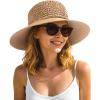 imageFURTALK Beach Hats for Women Summer Straw Sun Hat Wide Brim Crochet HatsKhaki