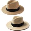 imageFURTALK Beach Sun Hat for Women Men Wide Brim Fedora Summer Straw Hats UPF 80Khakiblack RibbonBeigeblack Ribbon