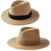 imageFURTALK Beach Sun Hat for Women Men Wide Brim Fedora Summer Straw Hats UPF 80Khakiblack RibbonKhakibrown Ribbon