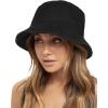 imageFURTALK Bucket Hats for Women Washed Cotton Packable Summer Beach Sun Hats Bucket Hat with Strings for TravelBlack